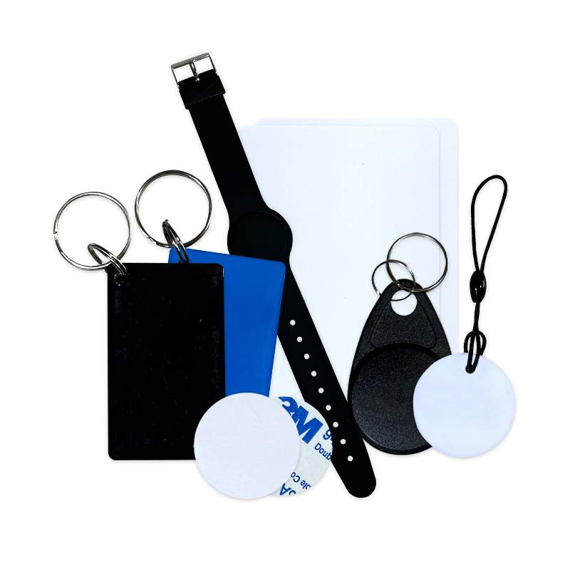 Collection of Key fobs, key cards, RFID coin tags, rfid bracelets